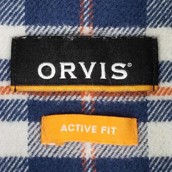 Orvis Flannel Shirt Men’s Size Large L Blue Plaid Cotton Button Up Long Sleeve - Picture 8 of 11